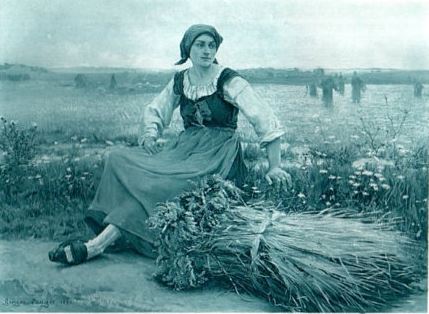 The image of a peasant girl resting, is from the Paris Salon circa 1893.