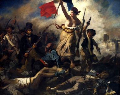 Eugène Delecroix' famous painting of "Liberty leading the People" which depicts the July revolution of 1848